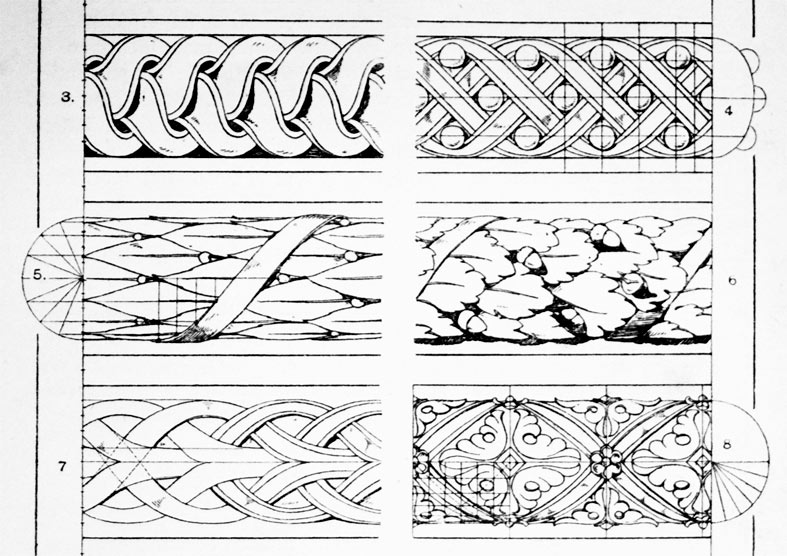 Geometrische Konstruktionsübungen, Tafel 99, Bänder /Quelle: Handbuch der Ornamentik von Franz Sales Meyer, Verlag von E.A.Seemann, 1892/