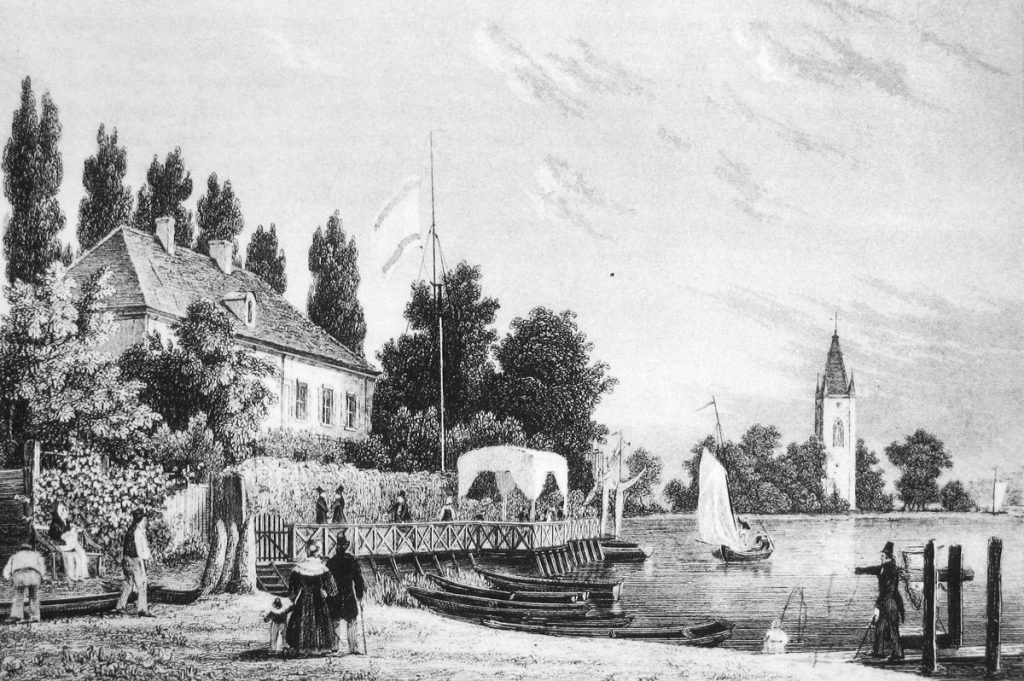 Blick auf die Stralauer Kirche im Jahre 1833